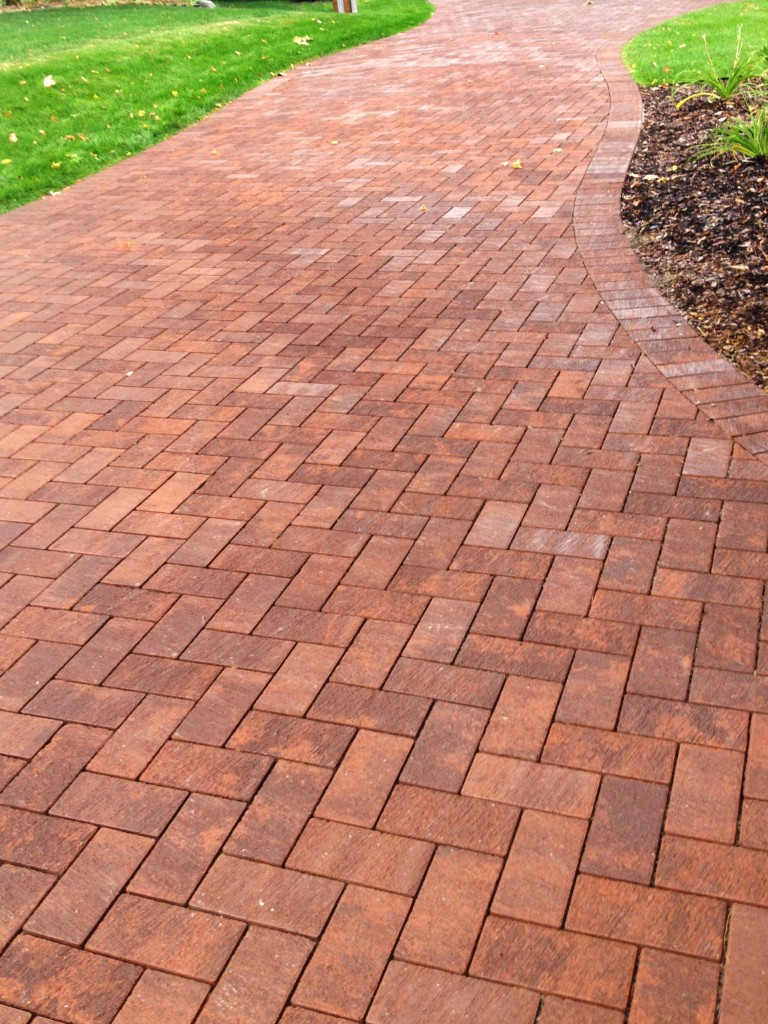 curvy red brick walkway