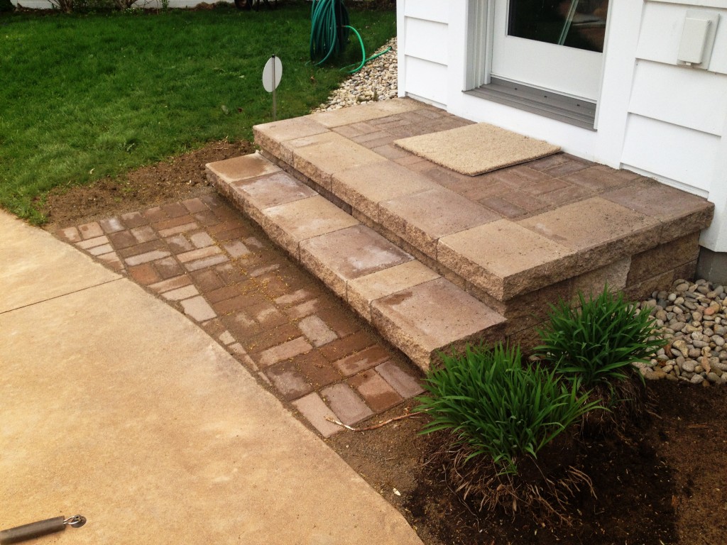 back door paver stone steps