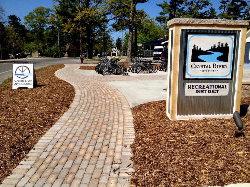brick and mulch used for landscaping business entry