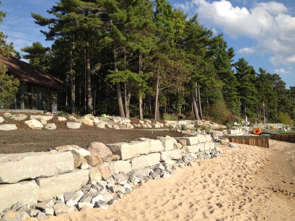 beach large stone wall