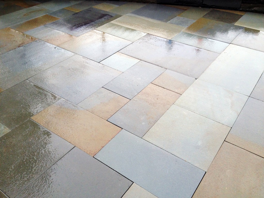 wet polished multi colored paving stones