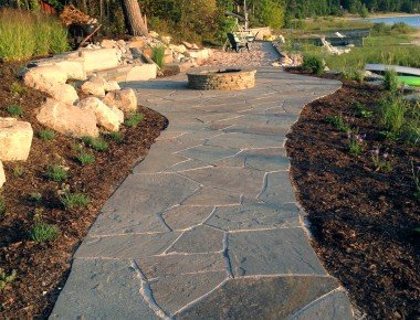 block walkway around house