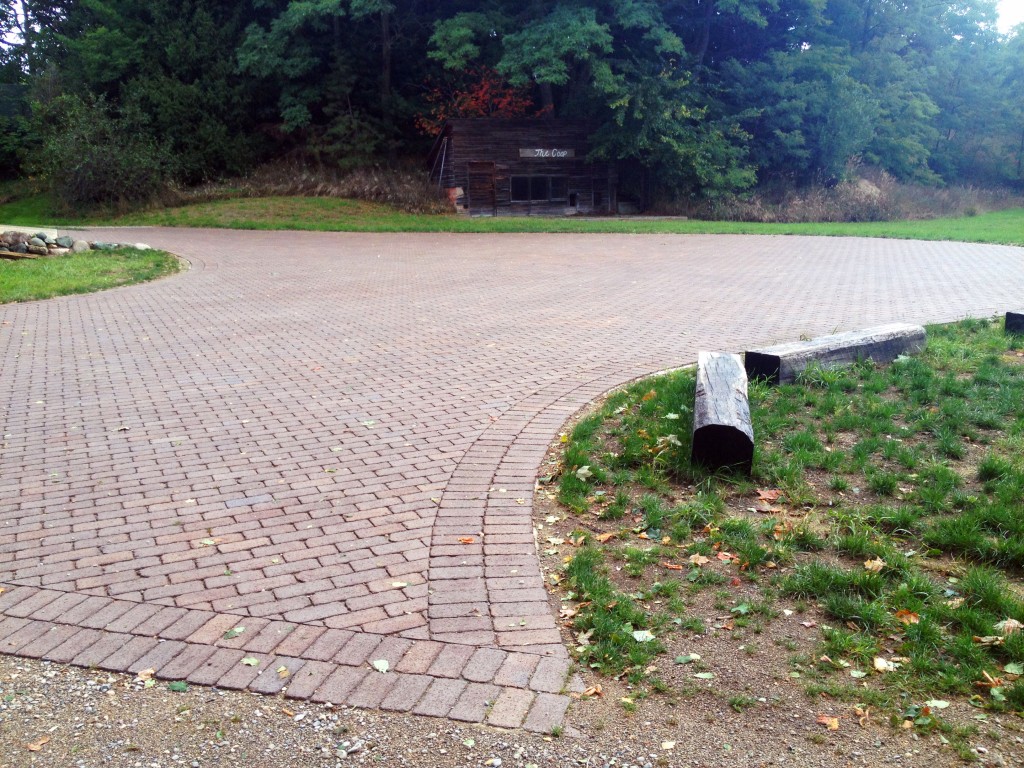 railroad blocks of wood just off paved surface