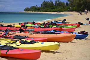 kayaks on the beach empire MI