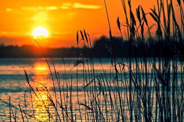 sunset over the lake