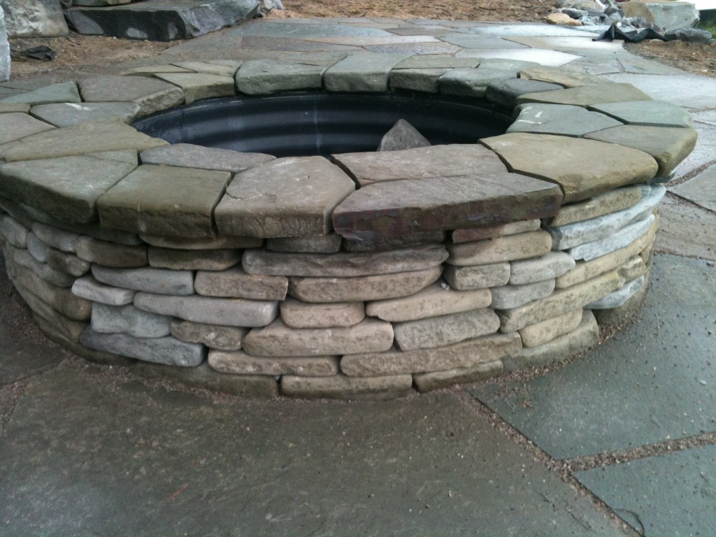 built up stone fire pit 