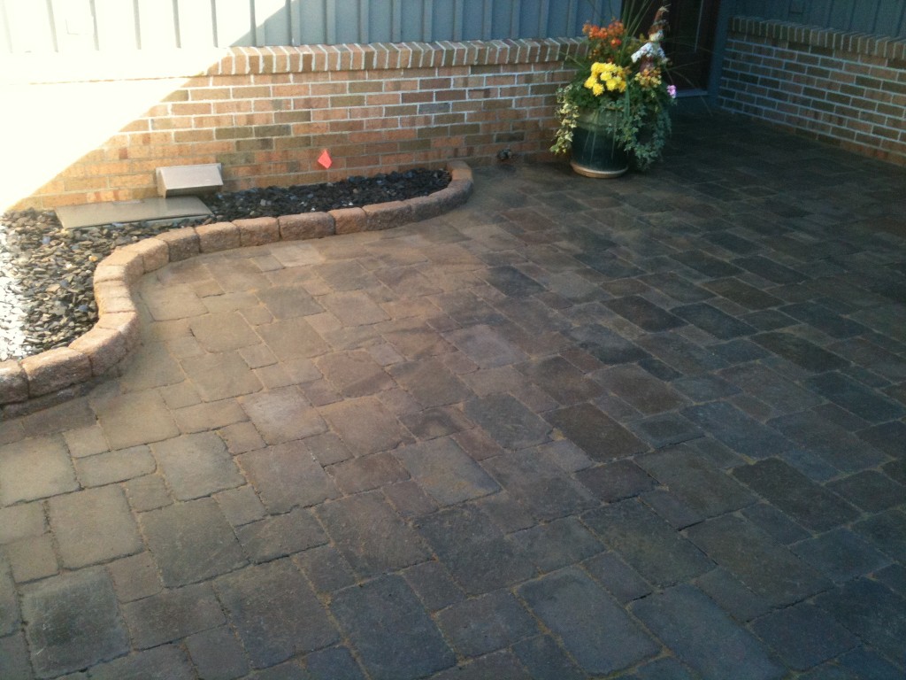 square brick pavers at homes entryway