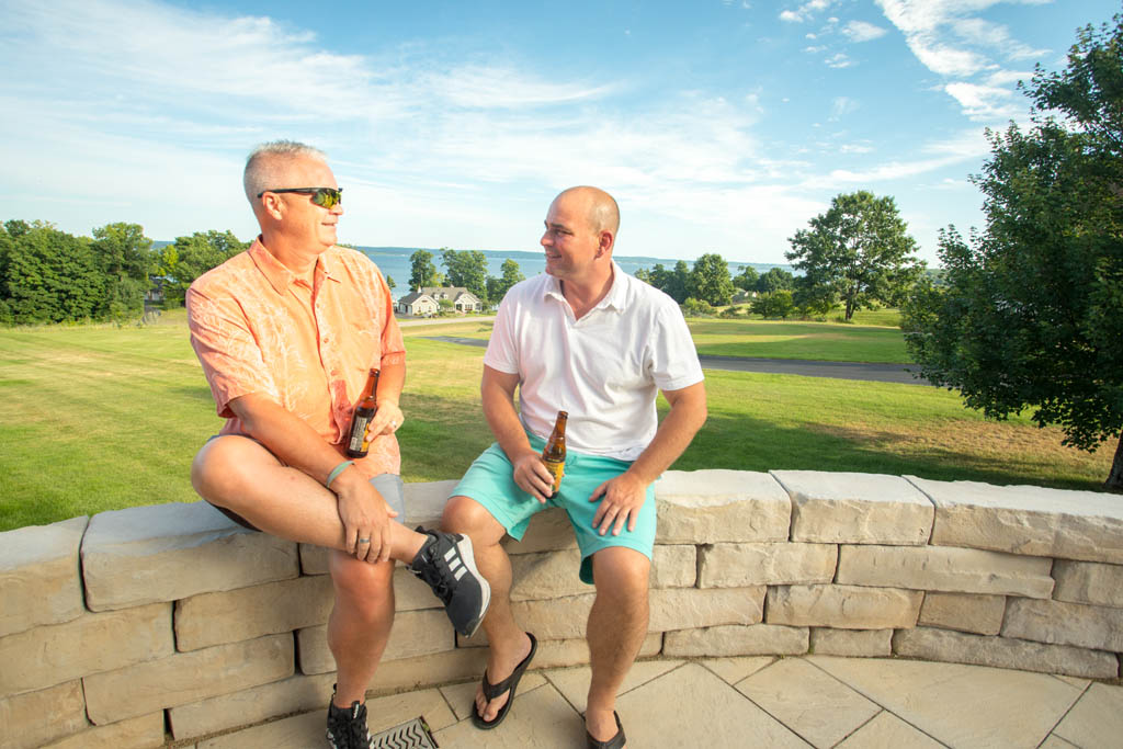 two guys enjoying a summer afternoon