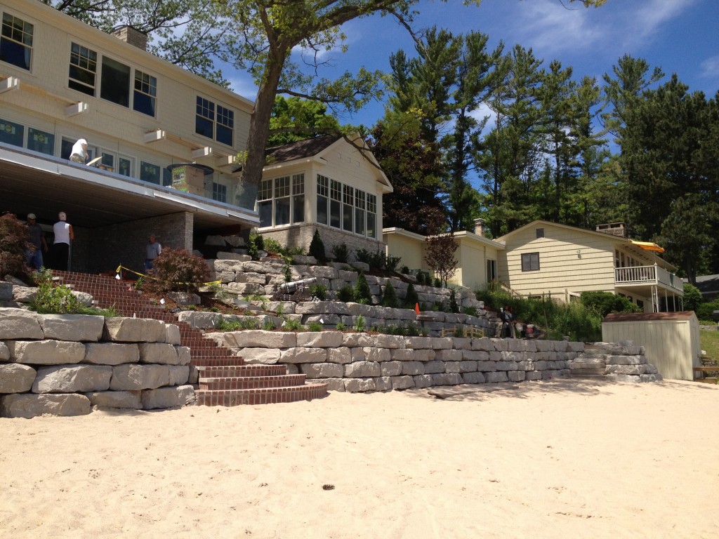 tiered wall on beach